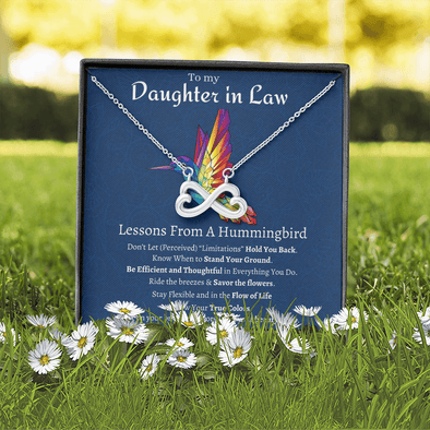 Daughter in Law Infinity Heart Lessons From a Hummingbird Necklace - We Love Hummingbirds