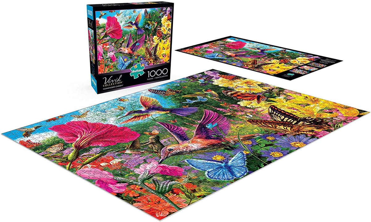 1000 Piece Flower Mosaic Jigsaw Puzzle - Hummingbird In Blossom Adult Puzzle