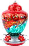 Beautiful Hand Blown Glass Hummingbird Feeder - Holds 38 oz of Nectar