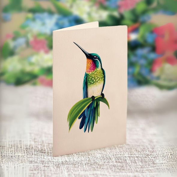 Hummingbird Flower Bouquet Pop Up 12" Card - 3D