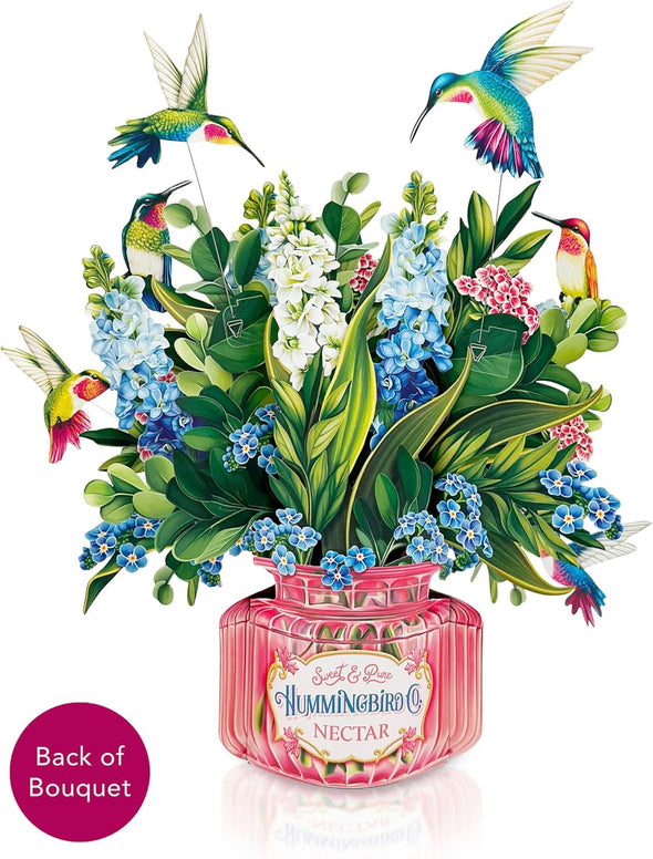 Hummingbird Flower Bouquet Pop Up 12" Card - 3D