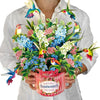 Hummingbird Flower Bouquet Pop Up 12" Card - 3D