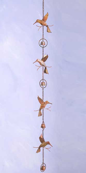 Flamed Copper Hummingbird Rain Chain