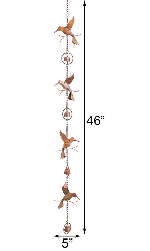 Flamed Copper Hummingbird Rain Chain