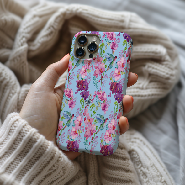 Hummingbird Garden Slim Phone Case for iPhone