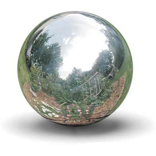 10" Silver Stainless Steel Gazing Ball - We Love Hummingbirds