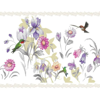 Hummingbird Floral Peel and Stick Wallpaper Border