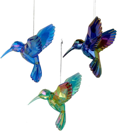3 Assorted Shiny Acrylic Hummingbird Christmas Ornaments - We Love Hummingbirds