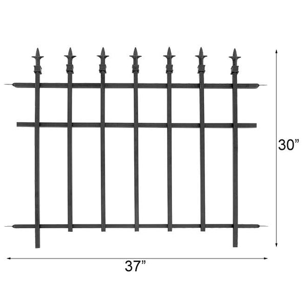 37' x 30' Black Classic Finial Fence Section - We Love Hummingbirds