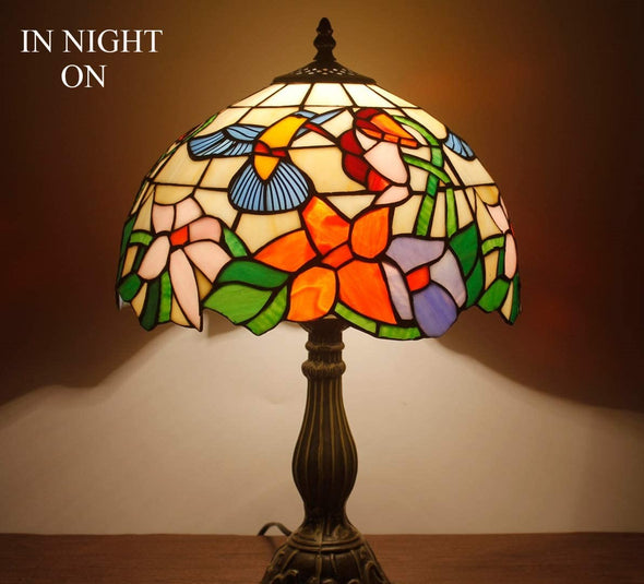 Tiffany Hummingbird Stained Glass Lamp