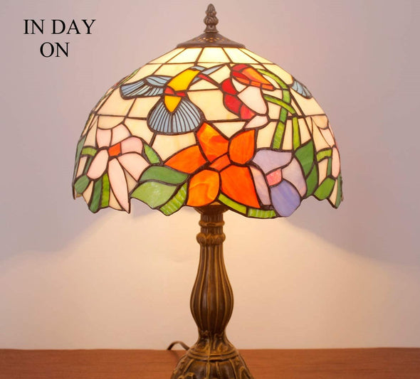 Tiffany Hummingbird Stained Glass Lamp