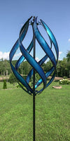 85.5" Blue Kinetic Stratus Wind Spinner Metal Pinwheel - We Love Hummingbirds