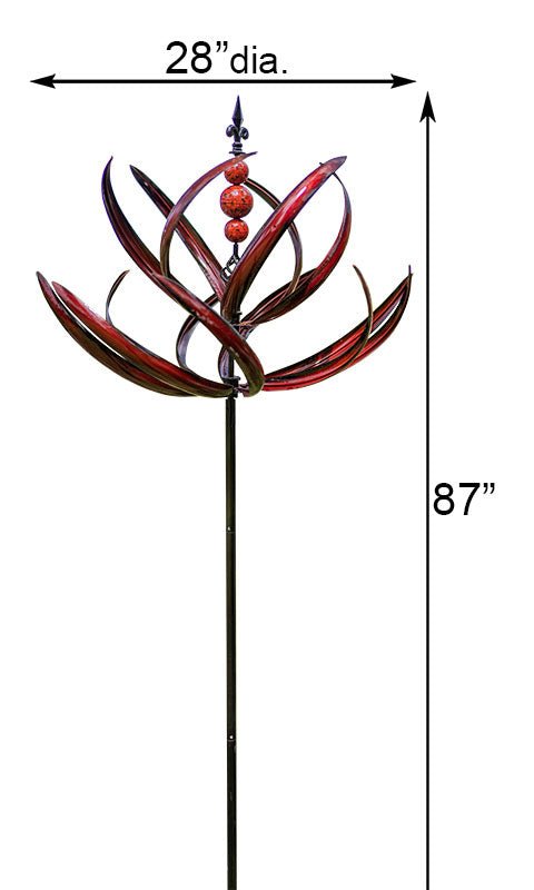 87" Red Kinetic Spring Reeds Vertical Spinner - We Love Hummingbirds