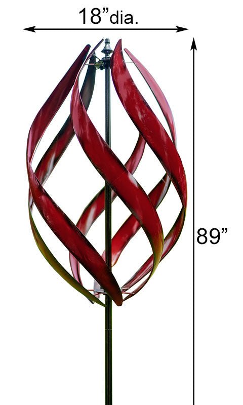 89" Red Kinetic Stratus Vertical Wind Spinner Metal Pinwheel - We Love Hummingbirds