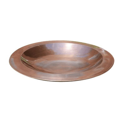 Antique Copper Plated Large Brass Classic Birdbath with Shallow Rimmed Bowl - We Love Hummingbirds