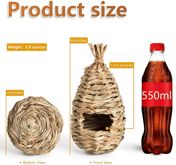 AQUEENLY Hummingbird House Set of 3 Hand Woven Hummingbird Houses Nest Small Hanging Audubon Birdhouse - We Love Hummingbirds