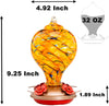 Beautiful Amber Citrine Hand Blown Glass Hummingbird Feeder - Holds 32 oz of Nectar - We Love Hummingbirds