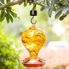 Beautiful Amber Citrine Hand Blown Glass Hummingbird Feeder - Holds 32 oz of Nectar - We Love Hummingbirds