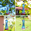 Beautiful Blue Hand Blown Glass Hummingbird Feeder - Holds 20 oz of Nectar - We Love Hummingbirds