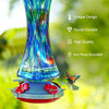 Beautiful Blue Hand Blown Glass Hummingbird Feeder - Holds 20 oz of Nectar - We Love Hummingbirds