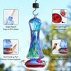 Beautiful Blue Hand Blown Glass Hummingbird Feeder - Holds 20 oz of Nectar - We Love Hummingbirds