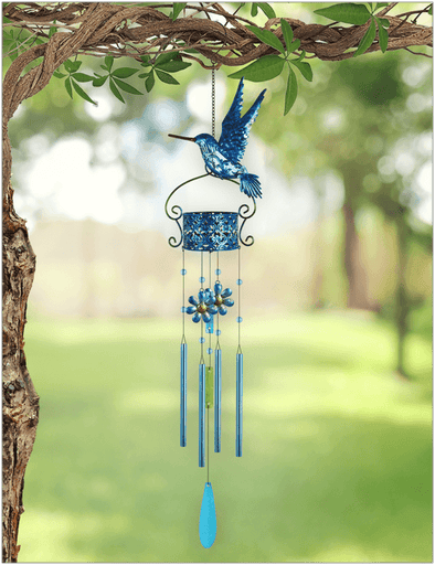 Beautiful Distressed Blue Hummingbird Wind Chime - We Love Hummingbirds
