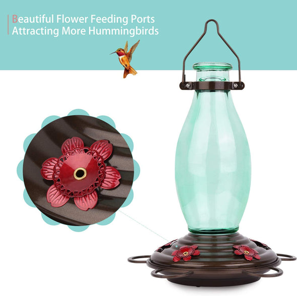 Beautiful Edison Bulb Glass Hummingbird Feeder - Holds 25 oz of Nectar - We Love Hummingbirds