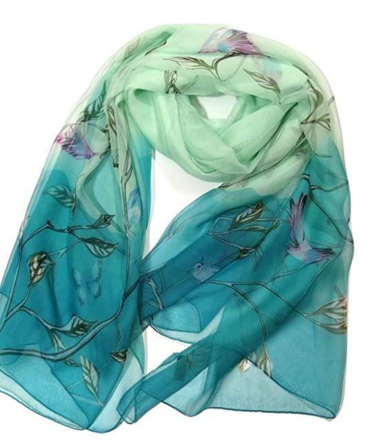 Beautiful Floral Hummingbird Silk Scarf - We Love Hummingbirds