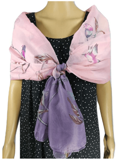 We Love Hummingbirds Beautiful Floral Hummingbird Silk Scarf Beige