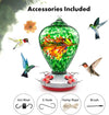 Beautiful Peacock Hand Blown Glass Hummingbird Feeder - Holds 34 oz of Nectar - We Love Hummingbirds