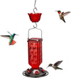 Beautiful Red Glass Hummingbird Feeder With a Matching Ant Moat - Holds 24 oz of Nectar - We Love Hummingbirds