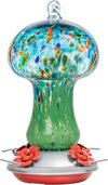 Beautiful Starry Night Mushroom Hand Blown Glass Hummingbird Feeder - Holds 28 oz of Nectar - We Love Hummingbirds