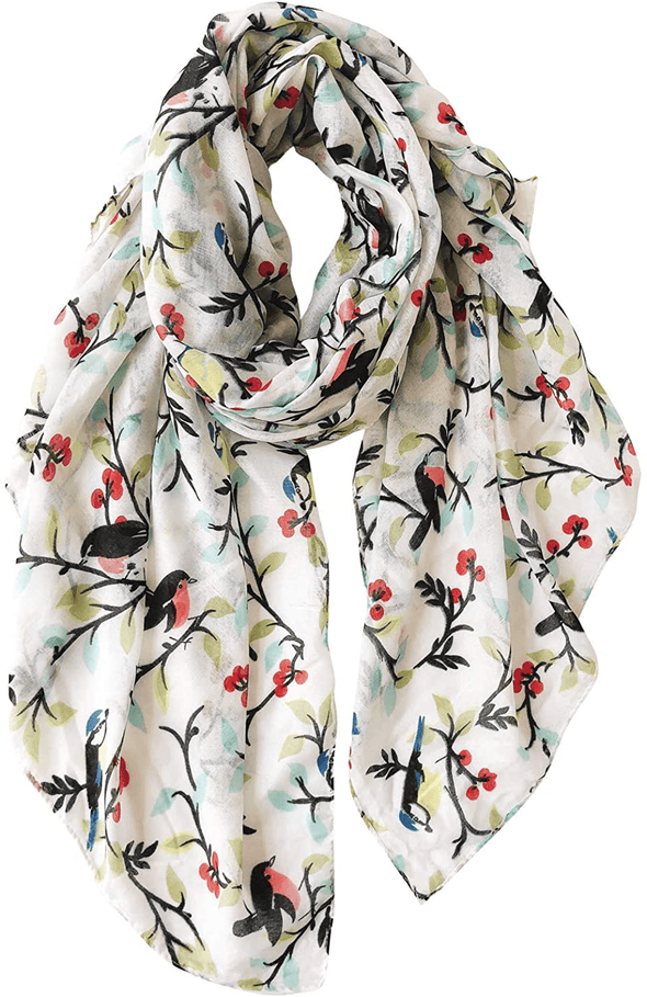 Beige Yellow Florals Spring Scarf for Women - We Love Hummingbirds
