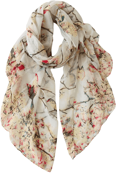 Beige Yellow Florals Spring Scarf for Women - We Love Hummingbirds