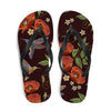 Black Hummingbird Flowers Flip-Flop Sandals - We Love Hummingbirds