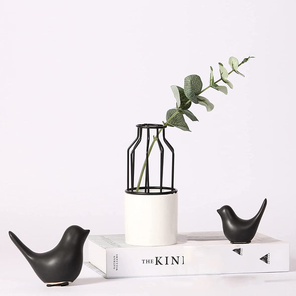 Black Small Ceramic Bird Statues for Bird Love Home Decor - We Love Hummingbirds