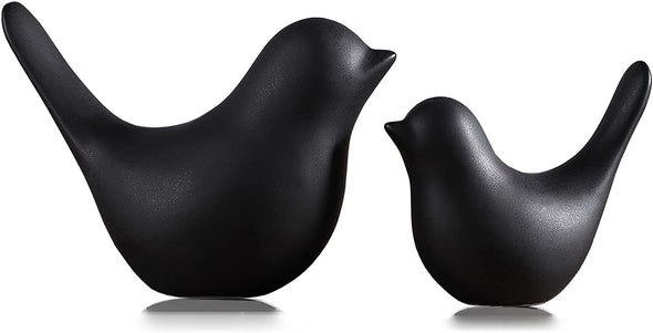 Black Small Ceramic Bird Statues for Bird Love Home Decor - We Love Hummingbirds
