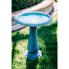 Blue Fiber Stone Glazed Birdbaths with Round Pedestal and Base (Set of 2) - We Love Hummingbirds