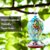 Blue Firework Hand Blown Glass Hummingbird Feeder - Holds 34 oz of Nectar - We Love Hummingbirds