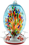 Blue Flower Hand Blown Glass Hummingbird Feeder - Holds 30 oz of Nectar - We Love Hummingbirds