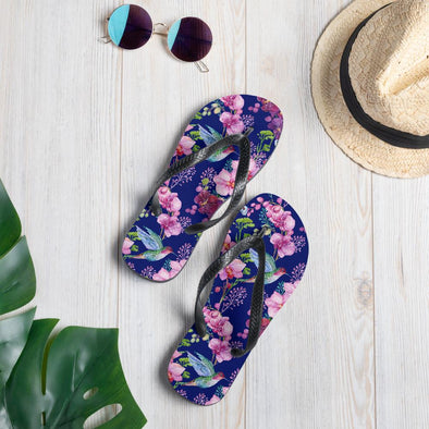 Blue Hummingbird Flower Flip-Flops - We Love Hummingbirds