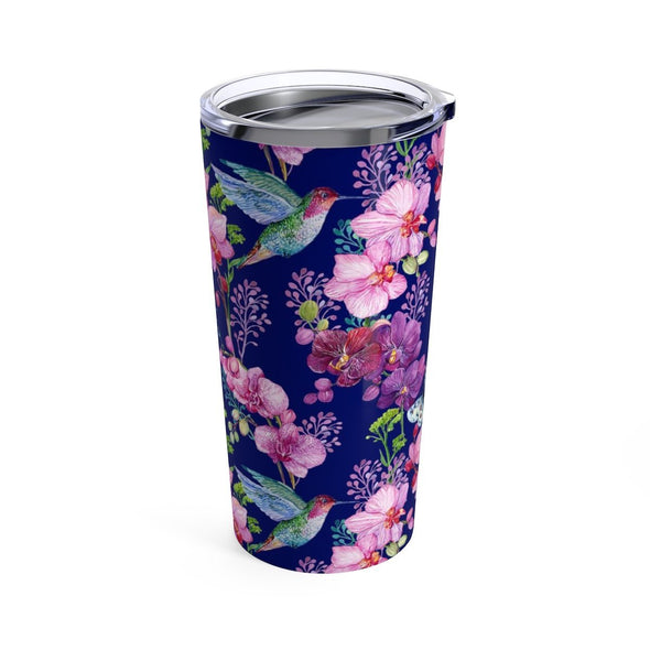 Blue Hummingbird Flowers Tumbler in 20oz Size - Perfect Gift Idea! - We Love Hummingbirds