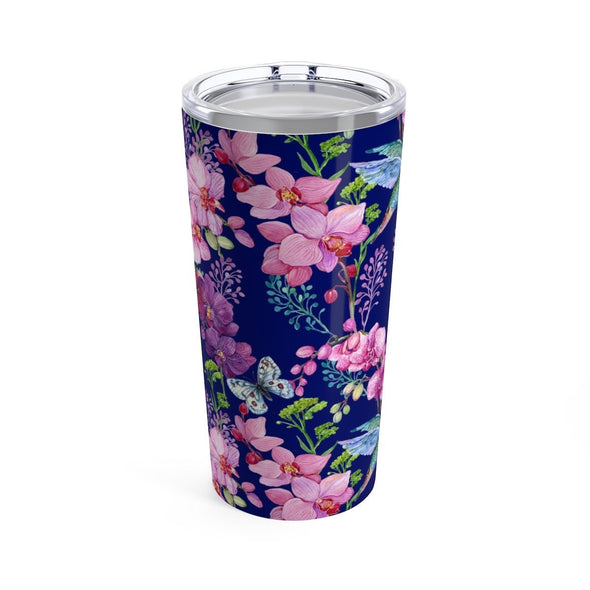 Blue Hummingbird Flowers Tumbler in 20oz Size - Perfect Gift Idea! - We Love Hummingbirds