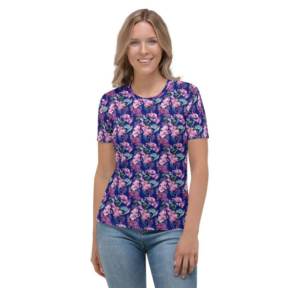 Blue Hummingbirds All Over T-shirt - We Love Hummingbirds