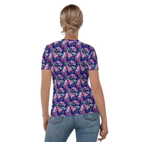 Blue Hummingbirds All Over T-shirt - We Love Hummingbirds