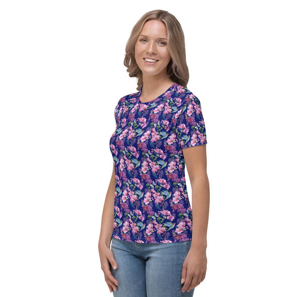 Blue Hummingbirds All Over T-shirt - We Love Hummingbirds