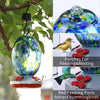 Blue Starry Night Hand Blown Glass Hummingbird Feeder- Holds 25 oz of Nectar - We Love Hummingbirds