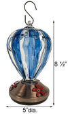 Blue Striped Glass Balloon Hummingbird Feeder - Holds 32 oz of Nectar - We Love Hummingbirds