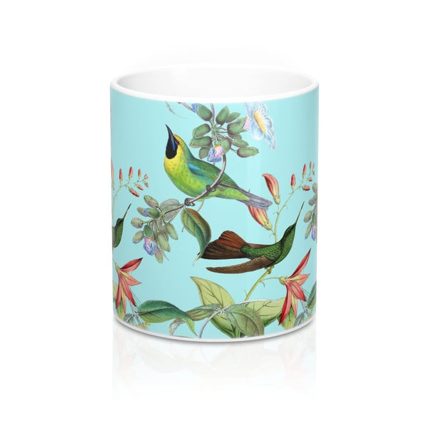 Blue Vintage Hummingbird Flowers Coffee & Tea Mug - Limited Edition Design - We Love Hummingbirds