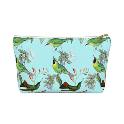 Blue Vintage Hummingbirds Flowers Accessory Pouch & Makeup Bag - We Love Hummingbirds